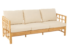 J-LINE SOFA ELISE + KUSSEN 3-PERSOONS ROTAN/TEXTIEL NATURAL/WIT