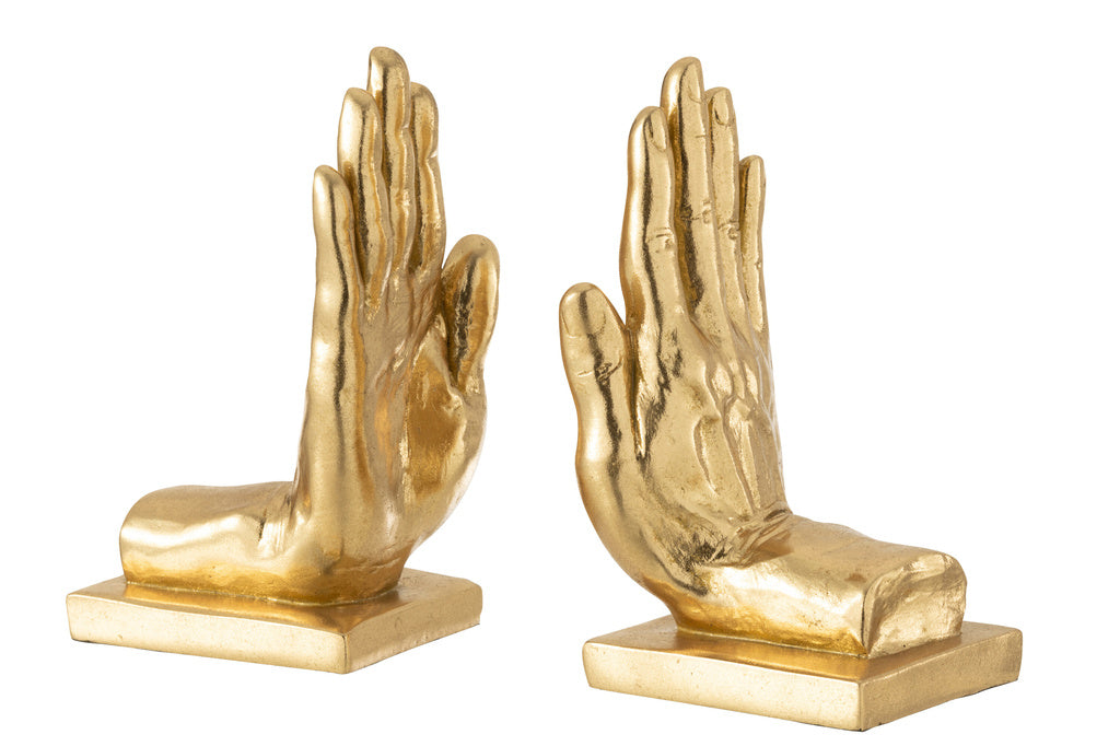 J-LINE BOEKSTEUN HANDEN POLY GOUD – SET VAN 2Hands Poly Gold