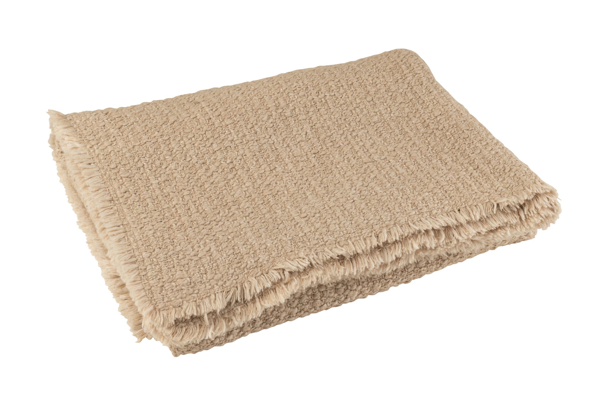 J-LINE PLAID MET RAFELIGE RANDEN KATOEN/POLYESTER BEIGE