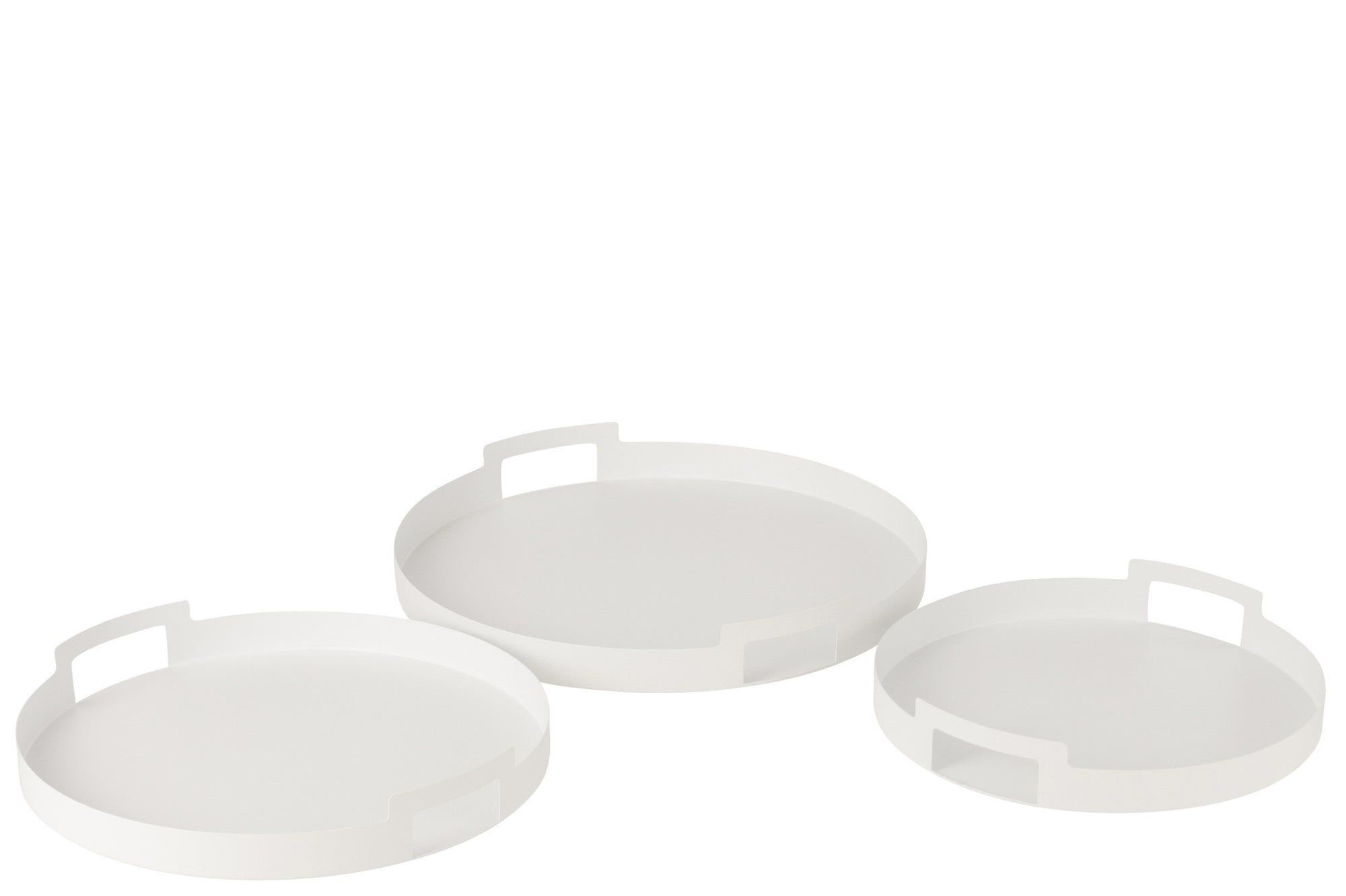 J-LINE SET VAN 3 DIENBLADEN ROND METAAL WIT – SET VAN DRIE STUKS