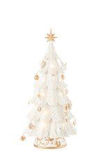 J-LINE KERSTBOOM LED ORNAMENTEN HARS WIT/GOUD KLEIN
