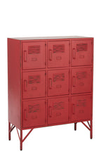 J-LINE CUPBOARD 9 DRAWER METAL RED
