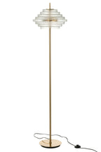 Lamp op voet LED goudkleurig metaal/doorzichtig glas