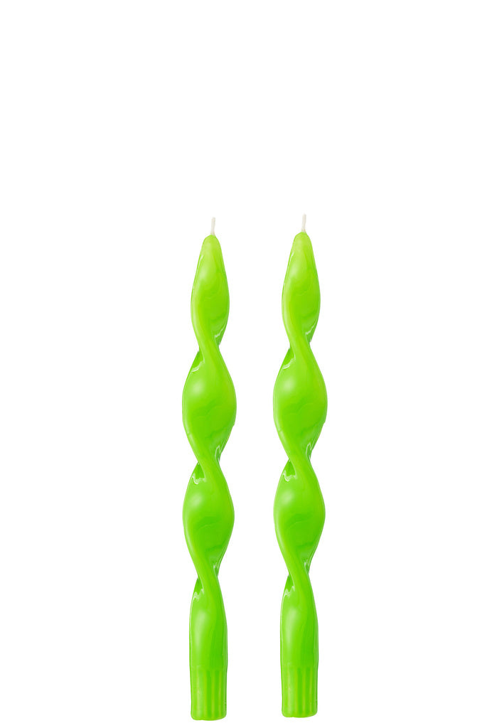 J-LINE SET VAN 2 GEDRAAIDE KAARSEN GROEN SMALL