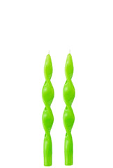 J-LINE SET VAN 2 GEDRAAIDE KAARSEN GROEN SMALL