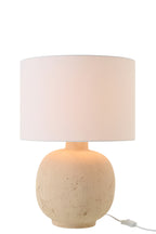 Beige keramische bolvormige tafellamp