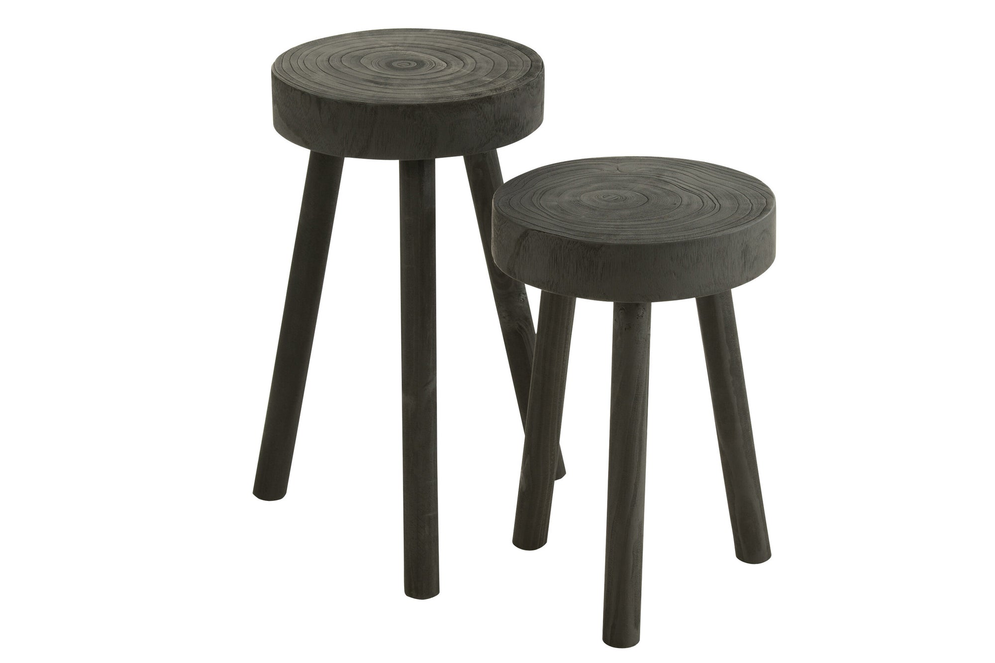 Set van 2 krukken van paulowniahout, zwart