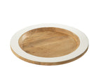 Decoratieve dienbladrand rond mangohout wit/natuurlijk medium