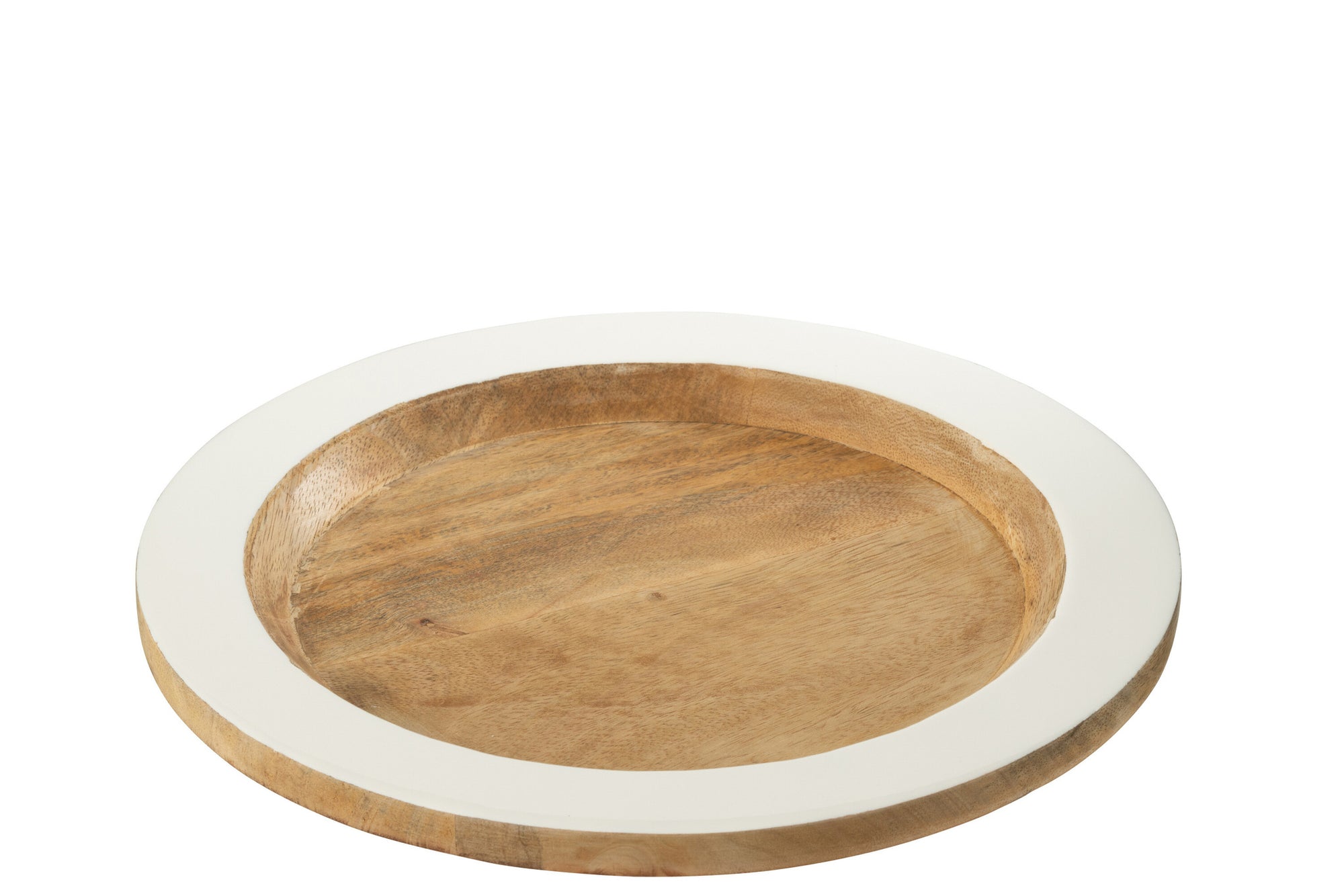 Decoratieve dienbladrand rond mangohout wit/natuurlijk medium