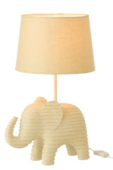 Gestreepte tafellamp van polyresin, beige