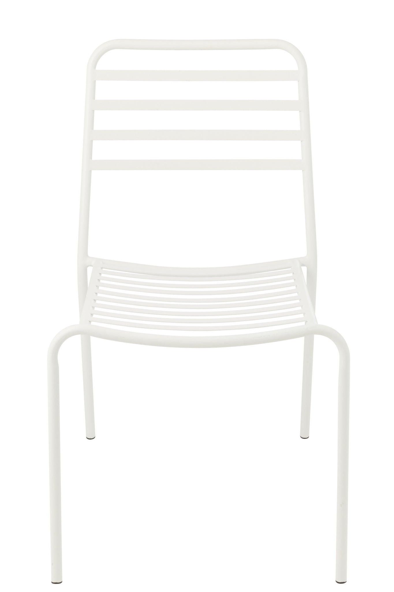 Witte gestreepte metalen tuinstoel