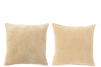 Kussen Velvet Vierkant Katoen Beige Assortiment Van 2