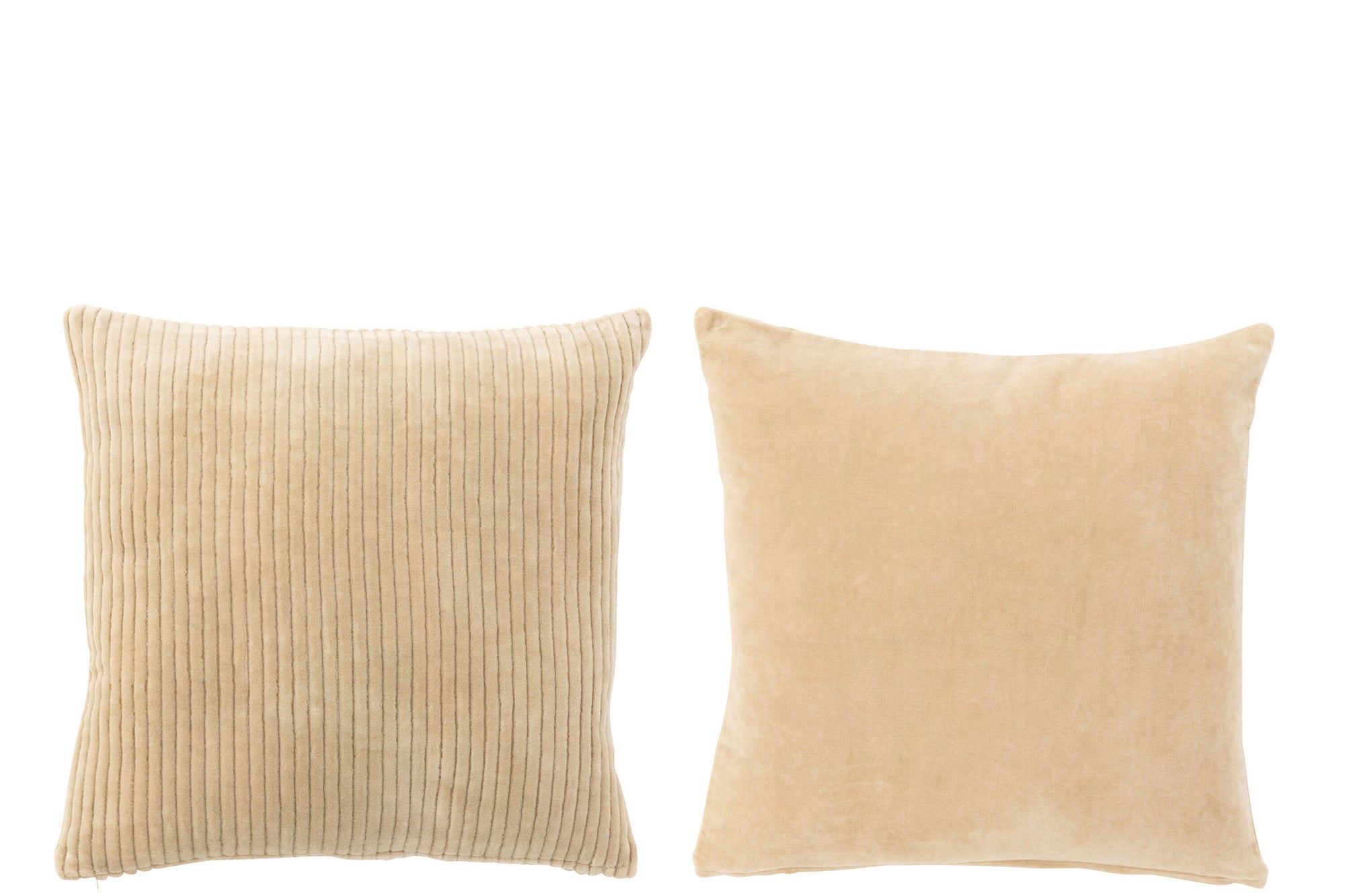 Kussen Velvet Vierkant Katoen Beige Assortiment Van 2