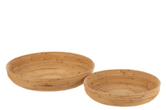 J-LINE SET VAN 2 SCHALEN ROTAN NATUURLIJK