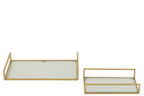 J-LINE SET VAN 2 DECORATIEVE DIENBLADEN IJZER/GLAS GOUDKLEURIG