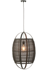 Hanglamp Ion linnen/bamboe zwart groot