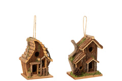 Vogelhuisje Ronde Raam Sparrenhout Natuurlijke Assortiment Van 2