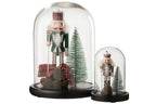 J-LINE DECORATIEVE GLAZEN KERSTBEL NOTENKRAKER ROOD/DONKERGROEN GROOT