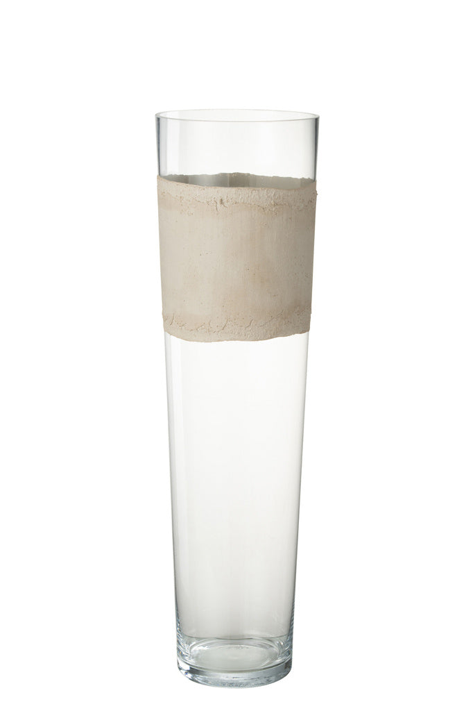 J-LINE VAZE DELPH – GLAS TRANSPARANT/BEIGE GROOT
