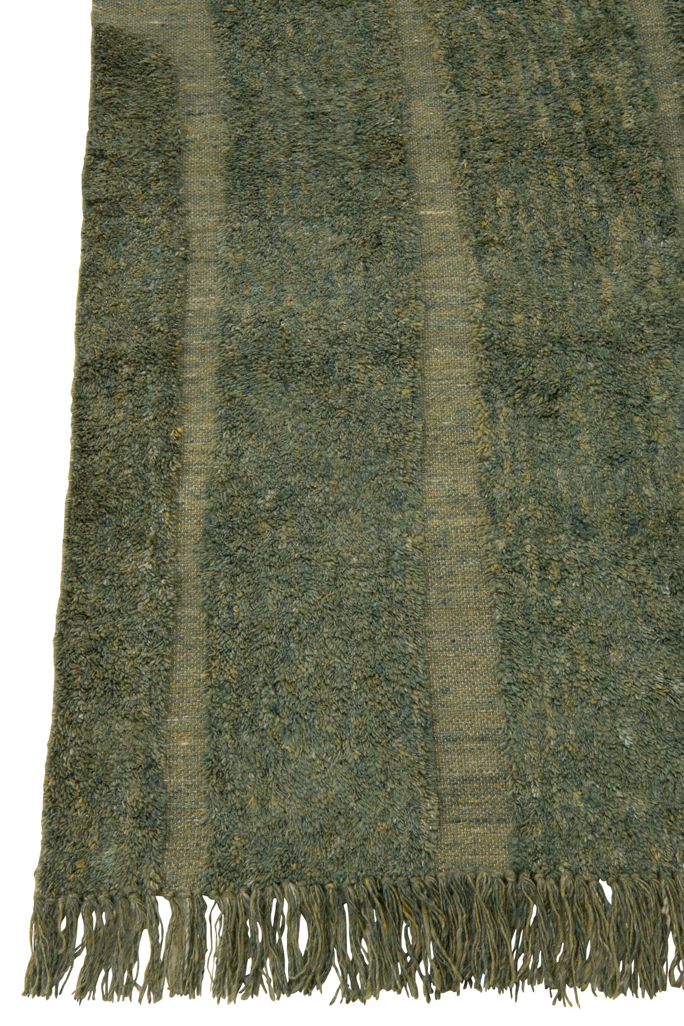 Rug Afgeronde lijnen Wol Kaki Groen