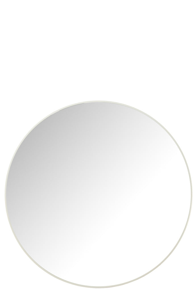 J-LINE RONDE SPIEGEL GLAS/METAAL WIT LARGE