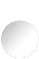 J-LINE RONDE SPIEGEL GLAS/METAAL WIT LARGE