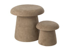 Set van 2 mushroomkleurige MDF-krukken (greige)