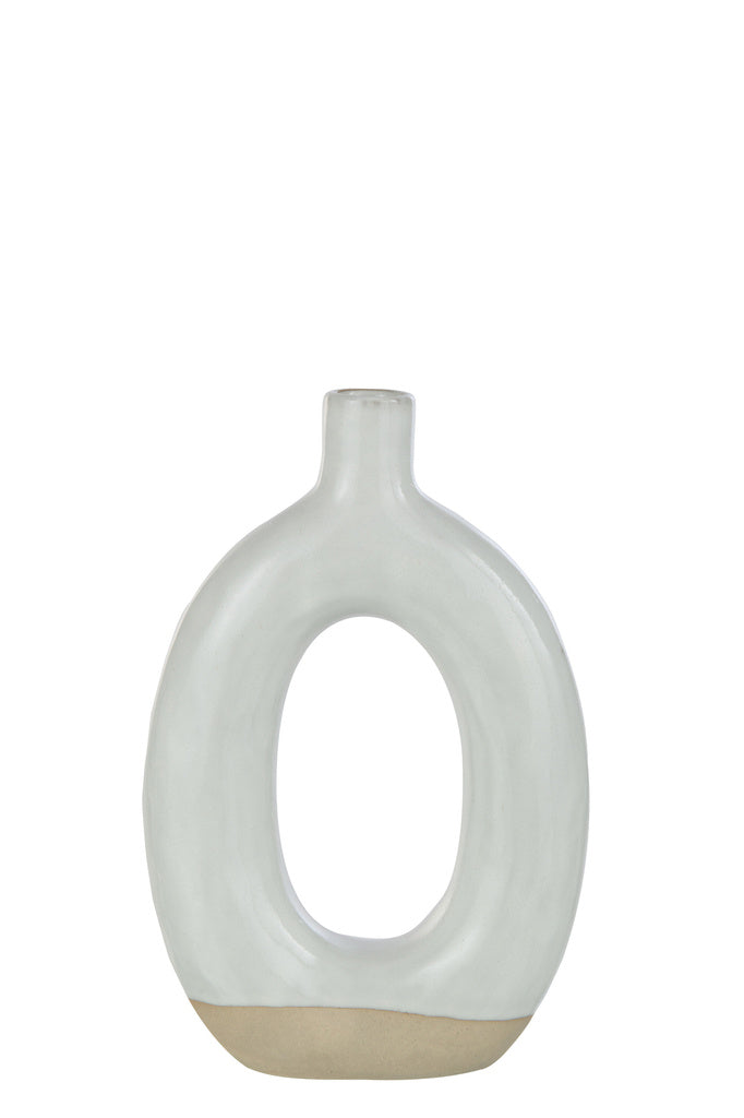 J-LINE VAZE CIRCLE – PORSELEIN WIT/BEIGE LARGE