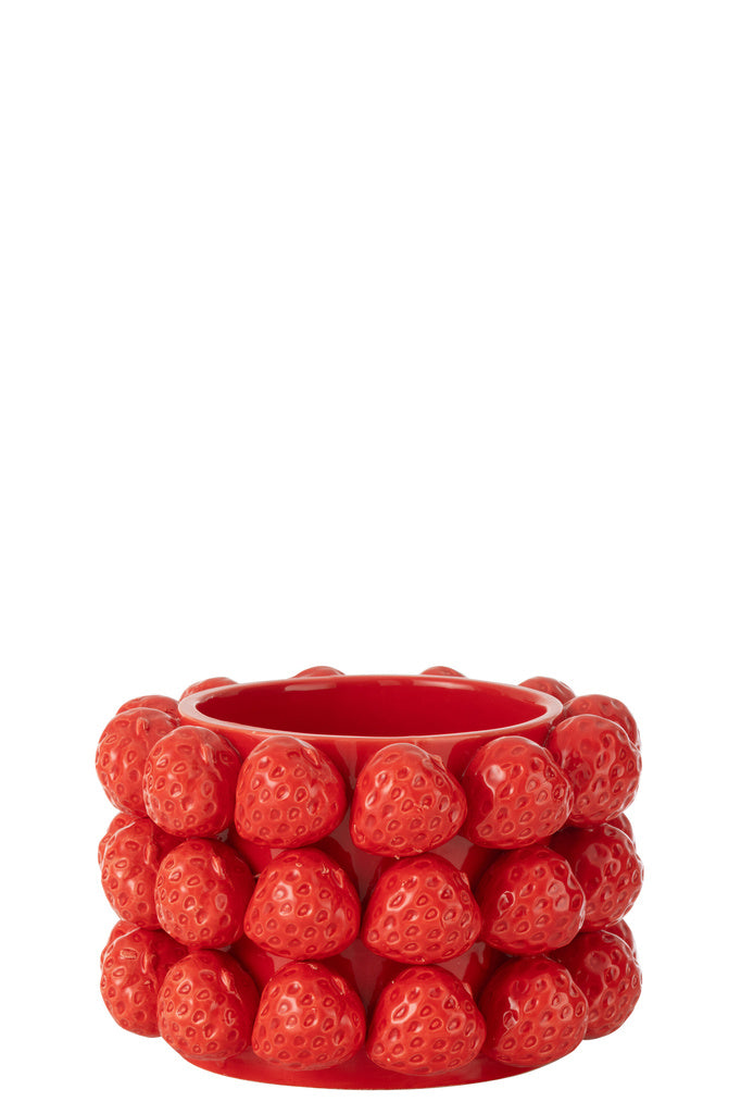 J-LINE BLOEMPOT STRAWBERRIES – KERAMIEK ROOD MEDIUM