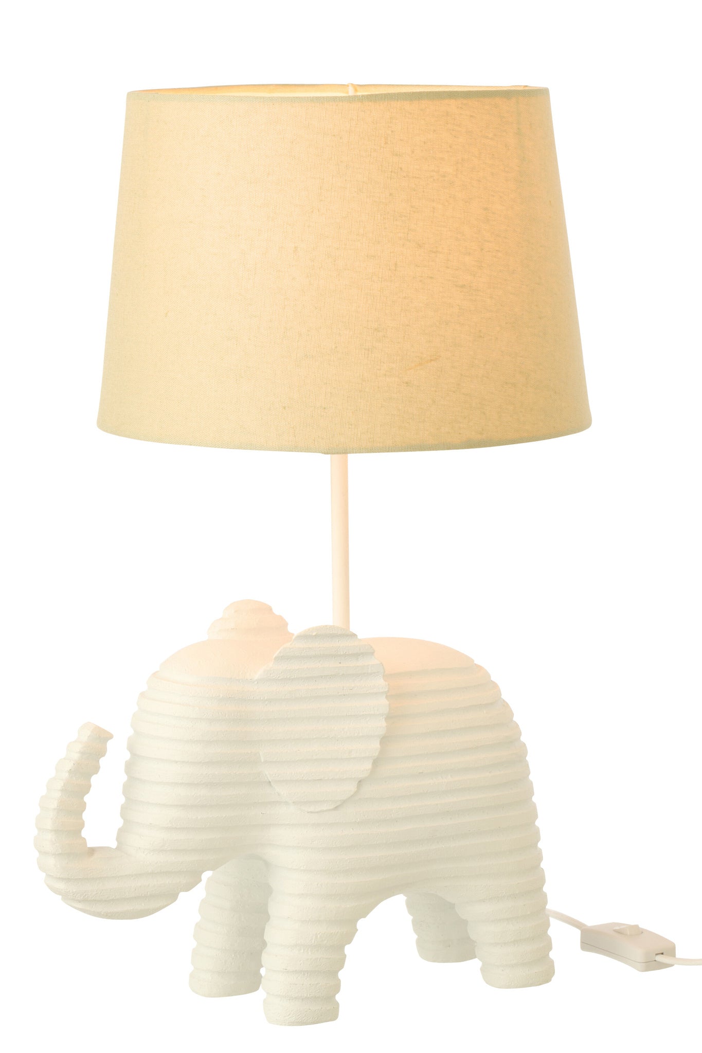 Witte gestreepte tafellamp van polyresin