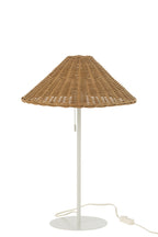 J-LINE TAFELLAMP METAAL/ROTAN WIT/NATUREL