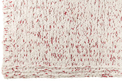 Deken Gebreid Polyester Wit/Kerst Rood