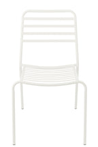 Witte gestreepte metalen tuinstoel
