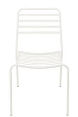 Witte gestreepte metalen tuinstoel