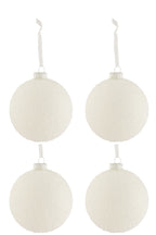 J-LINE DOOS VAN 4 KERSTBALLEN BESNEEUWD GLAS WIT GROOT