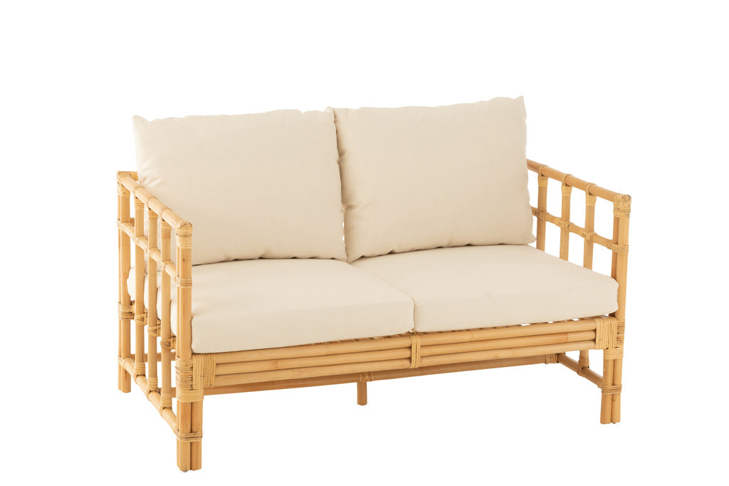  J-LINE SOFA ELISE + KUSSEN 2-ZITS ROTAN/TEXTIEL