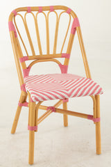 Eetkamerstoel rotan roze/wit