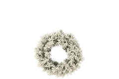 J-LINE KERSTKRANS + LED WARM WIT PLASTIC SNEEUWGROEN KLEIN