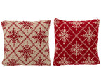 J-LINE KUSSEN SNEEUWVLOKKEN KATOEN KERST ROOD/WIT (ASSORTIMENT VAN 2)