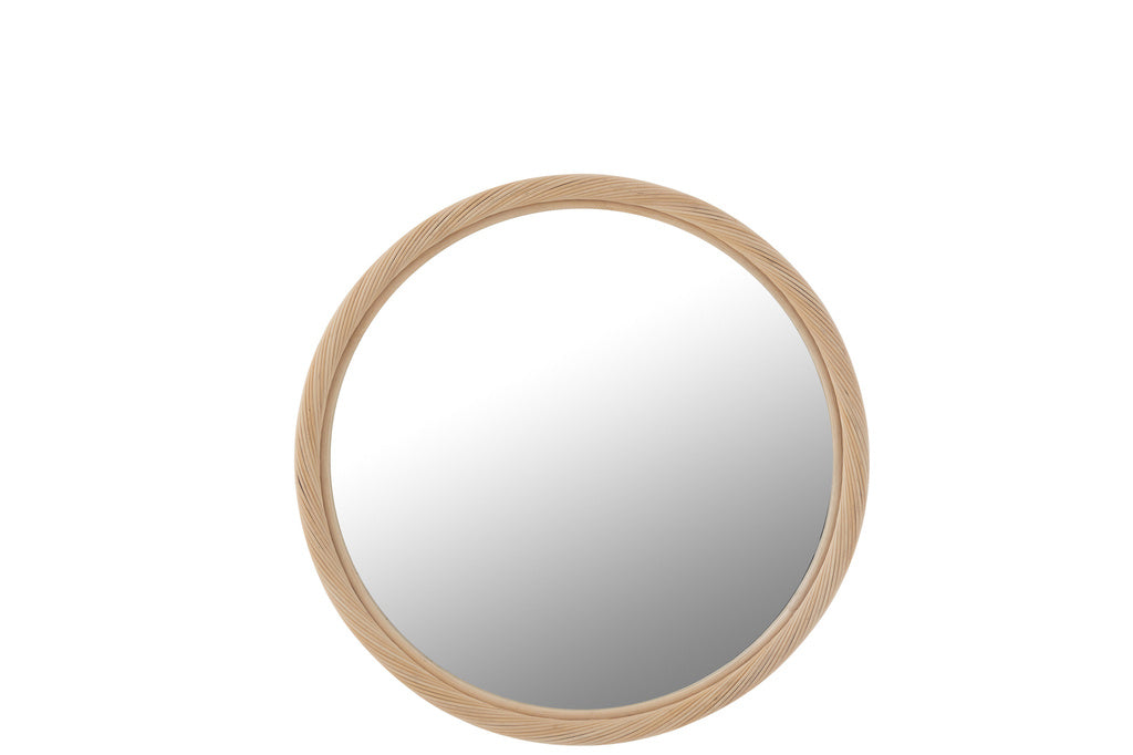 J-LINE RONDE WANDSPIEGEL ROTAN/GLAS NATUREL MEDIUM