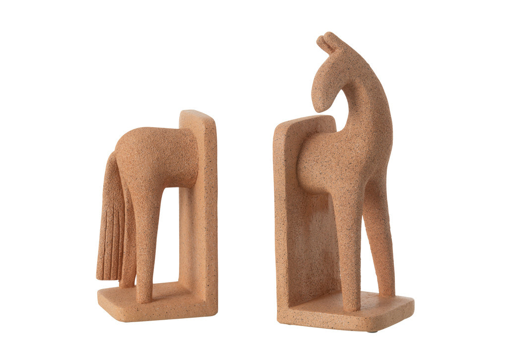 J-LINE BOEKSTEUN PAARD MODERN RESIN TERRA – SET VAN 2