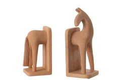 J-LINE BOEKSTEUN PAARD MODERN RESIN TERRA – SET VAN 2