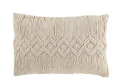 Kussen Linea Macramé Rechthoek Katoen Off White