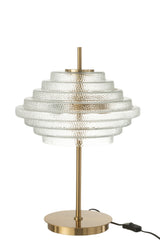 Tafellamp LED goudkleurig metaal/doorzichtig glas