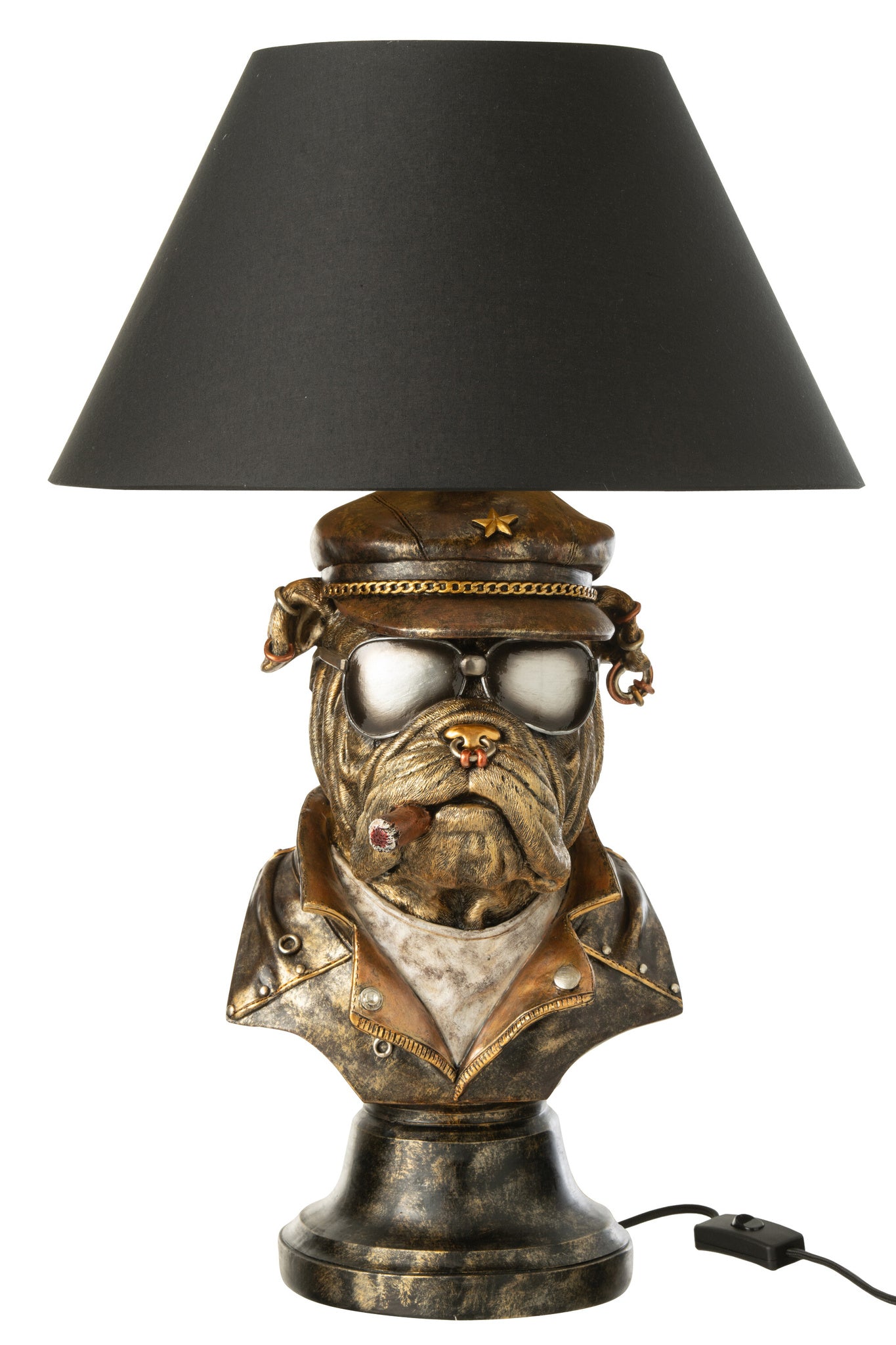Tafellamp Bulldog polyresin antiekbruin