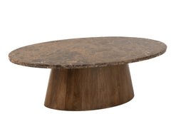 Salontafel Ovaal Marmer/Mangohout Bruin