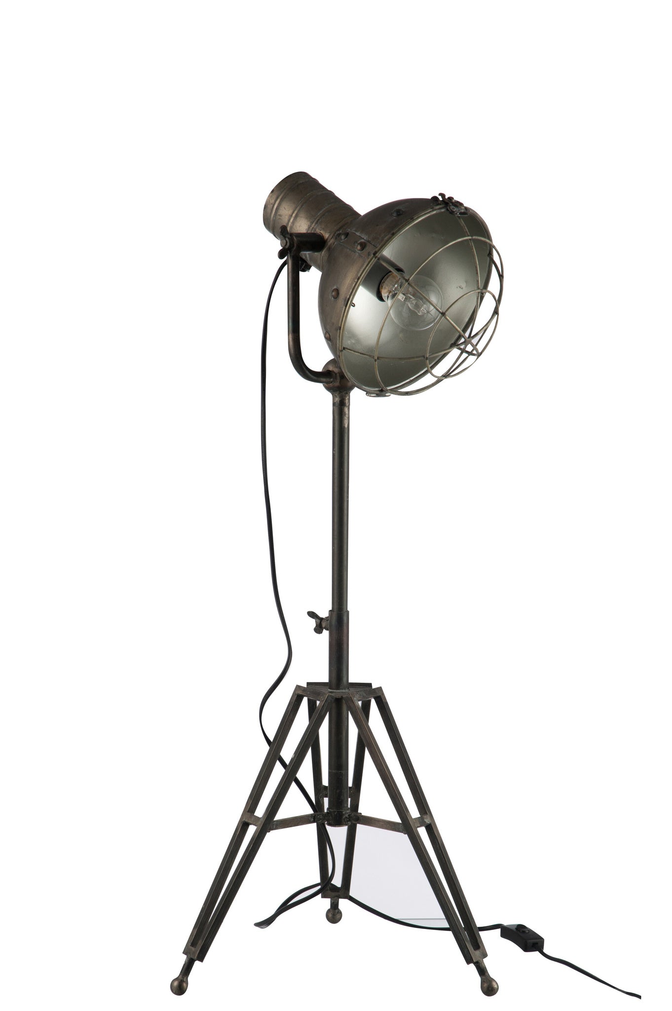 Staande ronde metalen lamp grijs