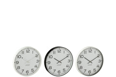 J-LINE WANDKLOK ROND PLASTIC WIT/ZWART SMALL (SET VAN 3)