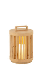 Cilinderlamp vurenhout/LED naturel groot