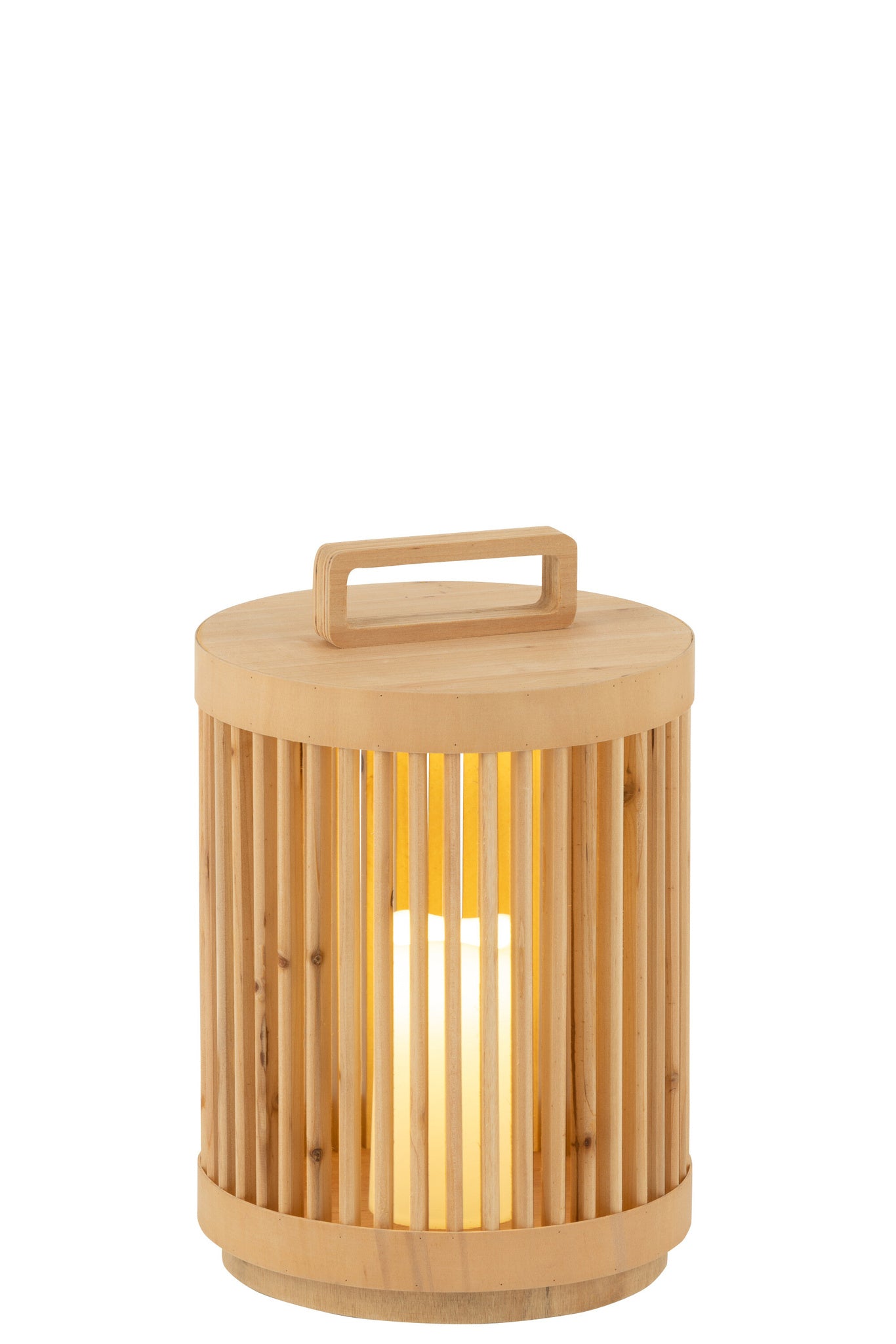 Cilinderlamp vurenhout/LED naturel groot